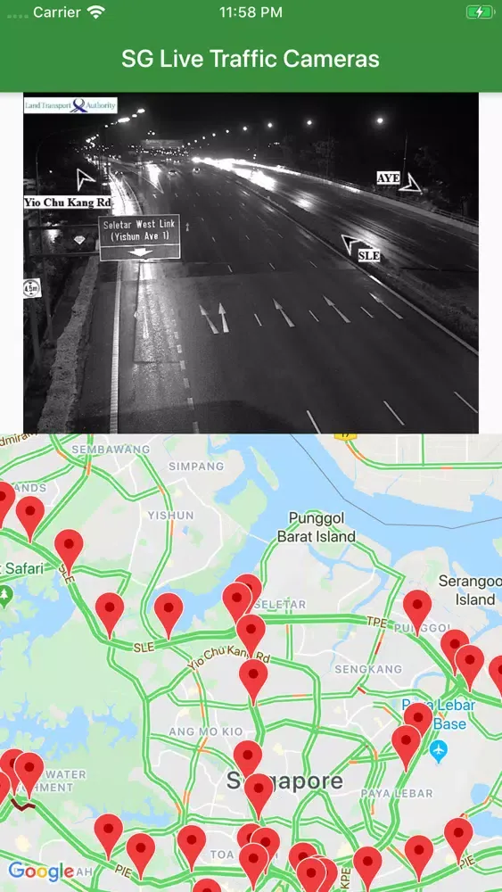 Ảnh chụp màn hình của SG Live Traffic Cameras