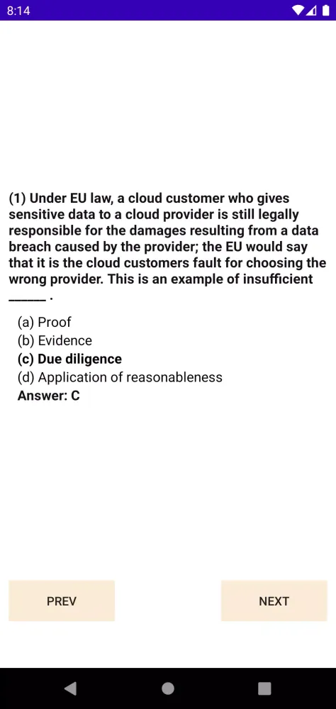 Tangkapan layar CCSP Exam Practice Question