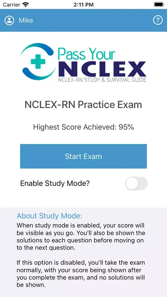 Capturas de pantalla de NCLEX Practice Exam Questions