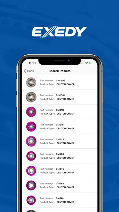 Zrzuty ekranu EXEDY - Product Finder