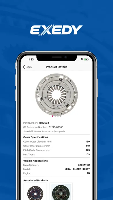 Zrzuty ekranu EXEDY - Product Finder