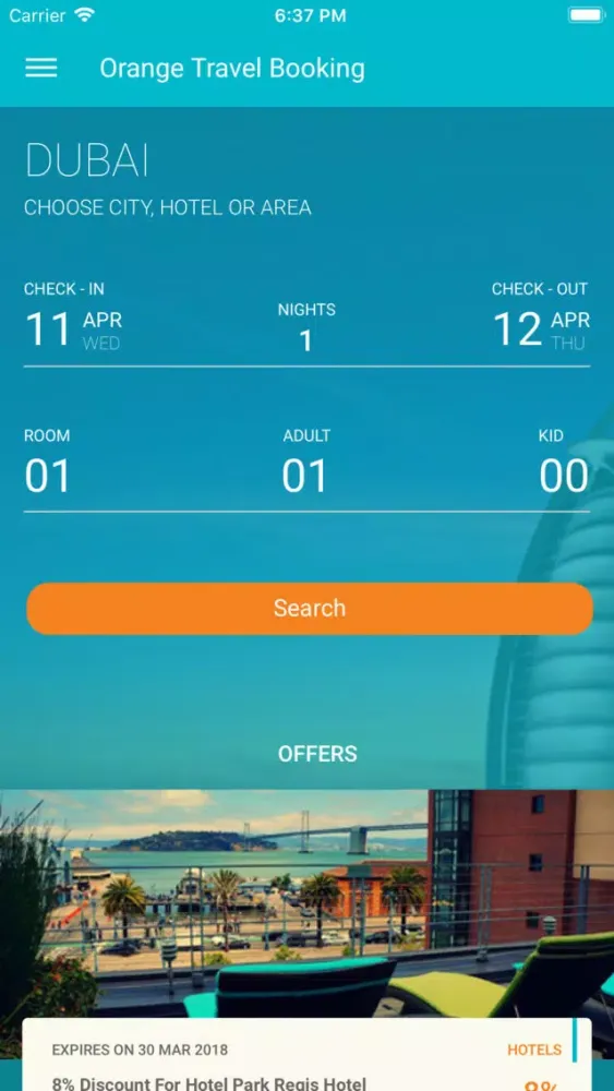 Zrzuty ekranu Orange Travel Booking