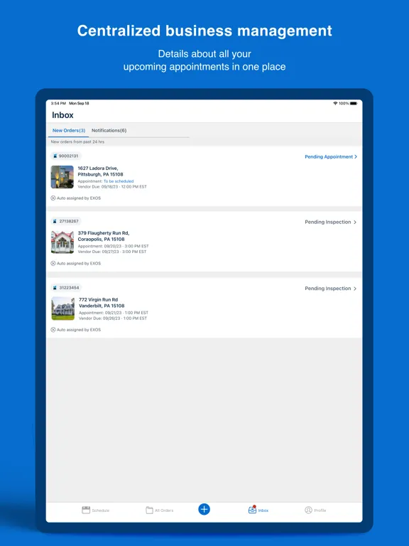 Tangkapan layar EXOS Valuations iPad 