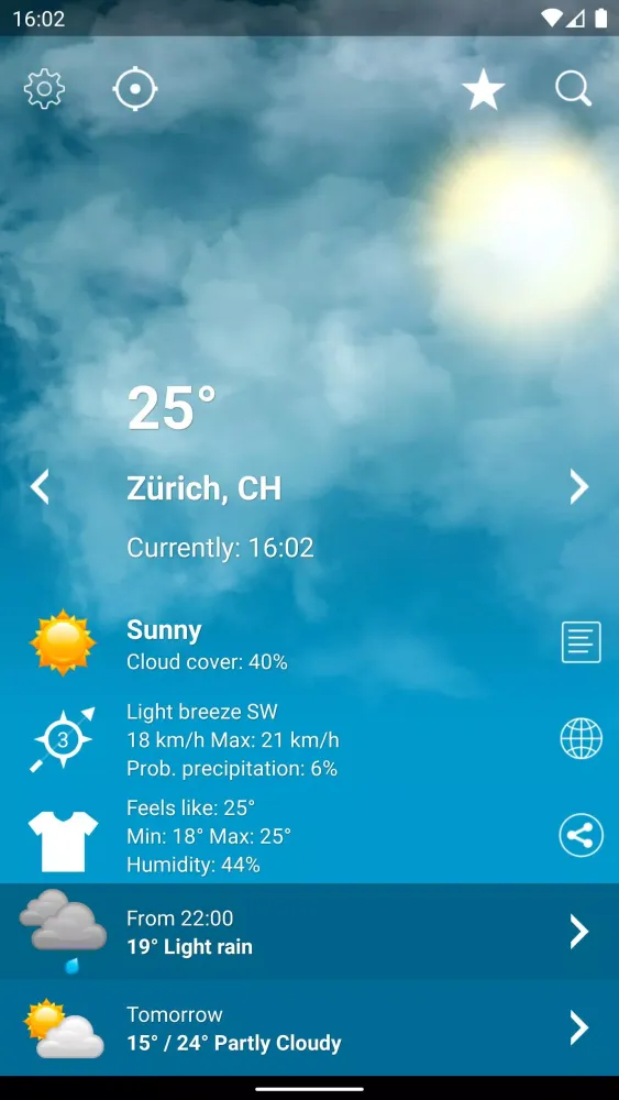 Ảnh chụp màn hình của Weather Switzerland XL PRO