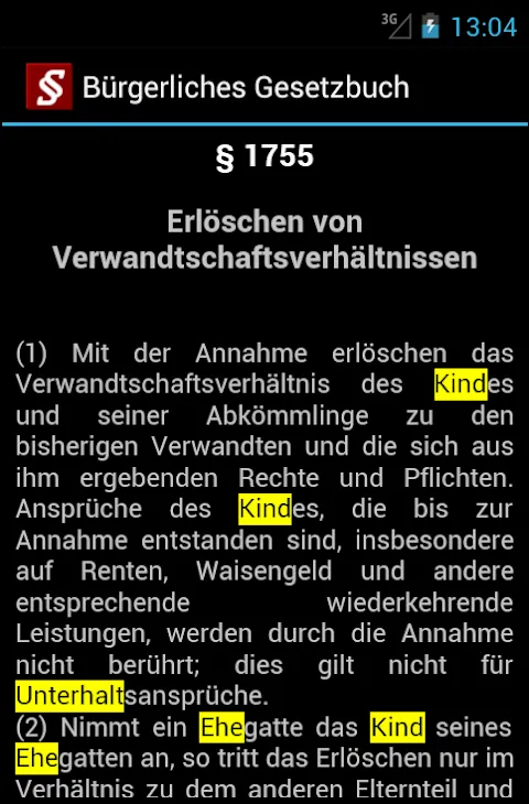 Zrzuty ekranu Bürgerliches Gesetzbuch