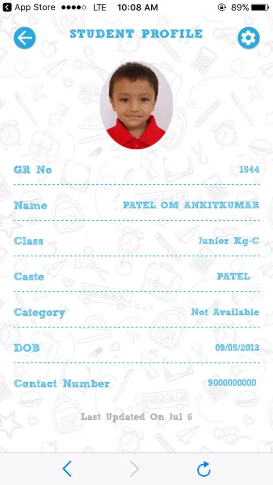 Capturas de tela do MySchoolApp.
