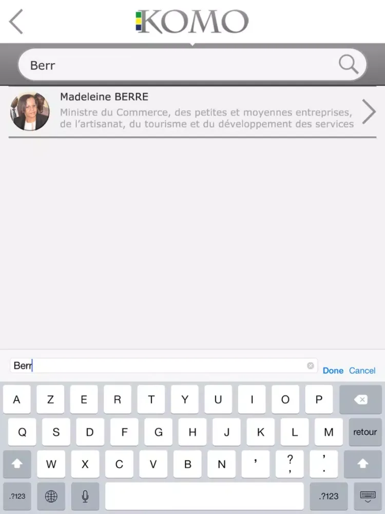 Tangkapan layar Komo iPad 