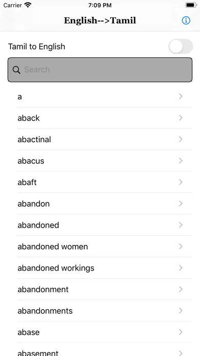Tangkapan layar English to Tamil Dictionary