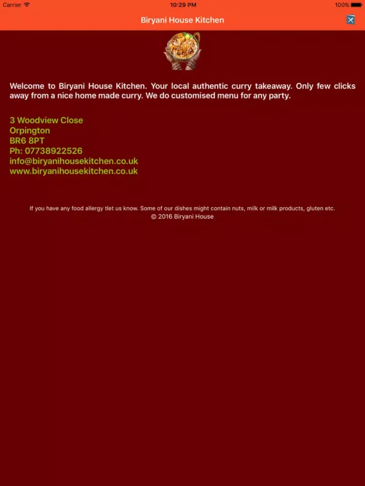 Capturas de pantalla de Biryani House Kitchen iPad 