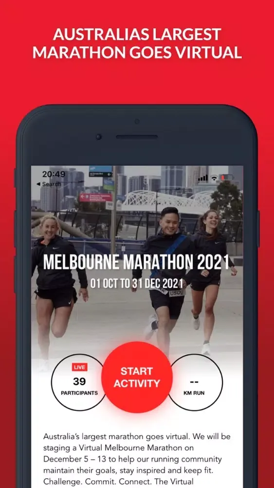 Capturas de tela do Virtual Melbourne Marathon