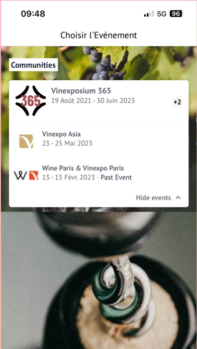 Capturas de tela do Vinexposium