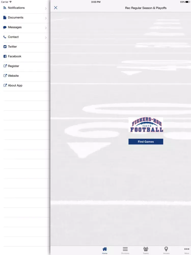 Tangkapan skrin Fishers - HSE Youth Football League iPad 
