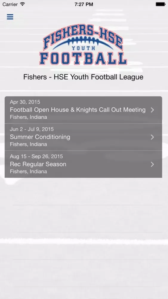 Tangkapan skrin Fishers - HSE Youth Football League