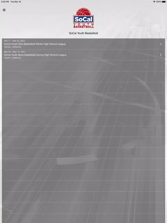 SoCal Youth Basketball iPad  스크린샷