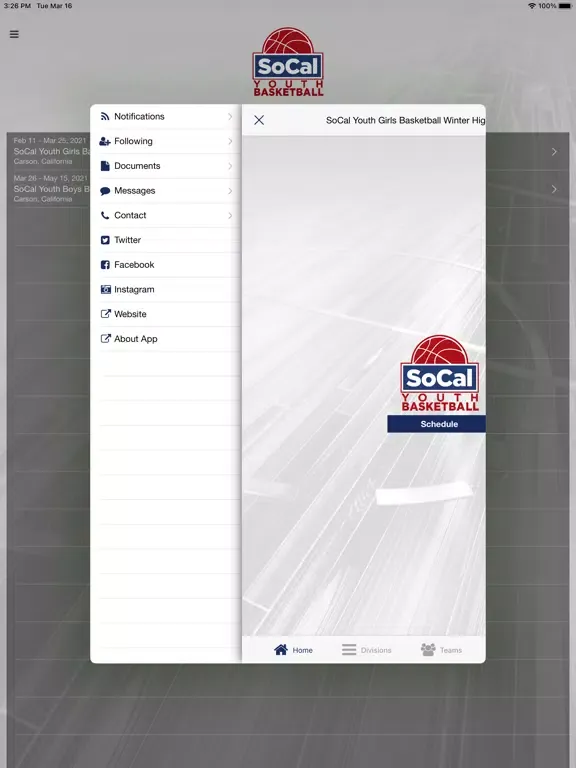 SoCal Youth Basketball iPad  스크린샷