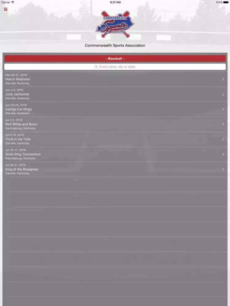 ภาพหน้าจอของ Commonwealth Sports Association iPad 