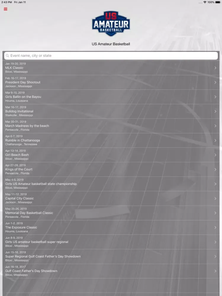 تصاویر MS & LA US Amateur Basketball iPad 