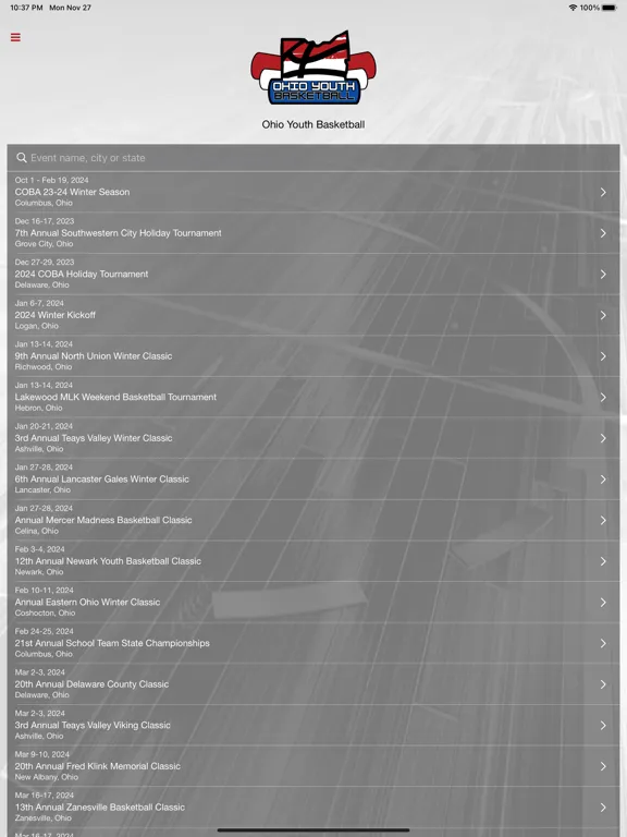 Ohio Youth Basketball iPad  Screenshots