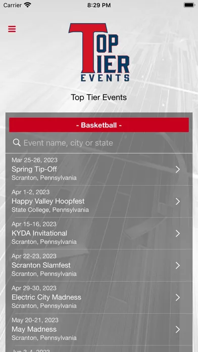 ภาพหน้าจอของ Top Tier Events