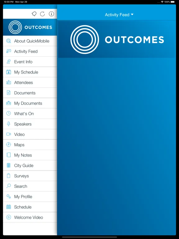 Screenshot di Outcomes 2019 iPad 