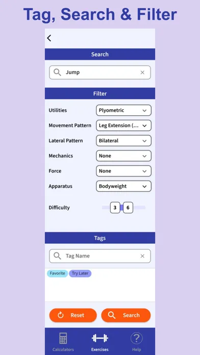 Captures d'écran de ExRx.net Workout Tools