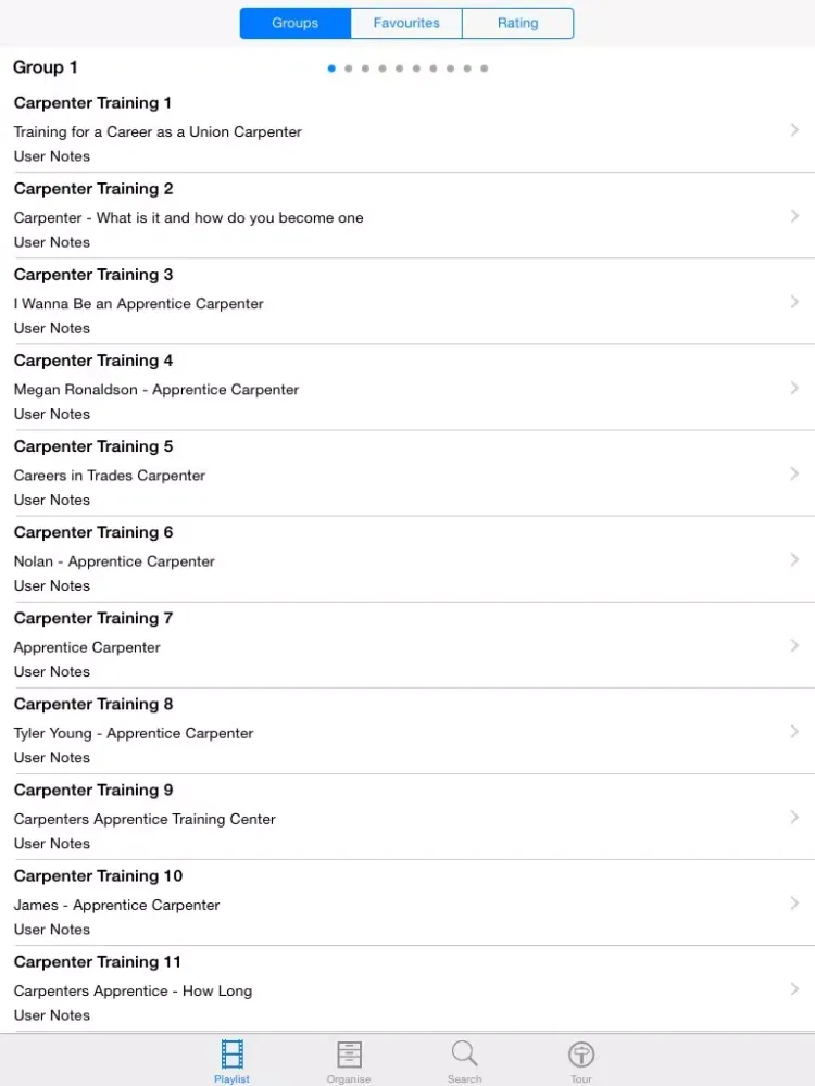 Tangkapan layar Carpenter Training iPad 