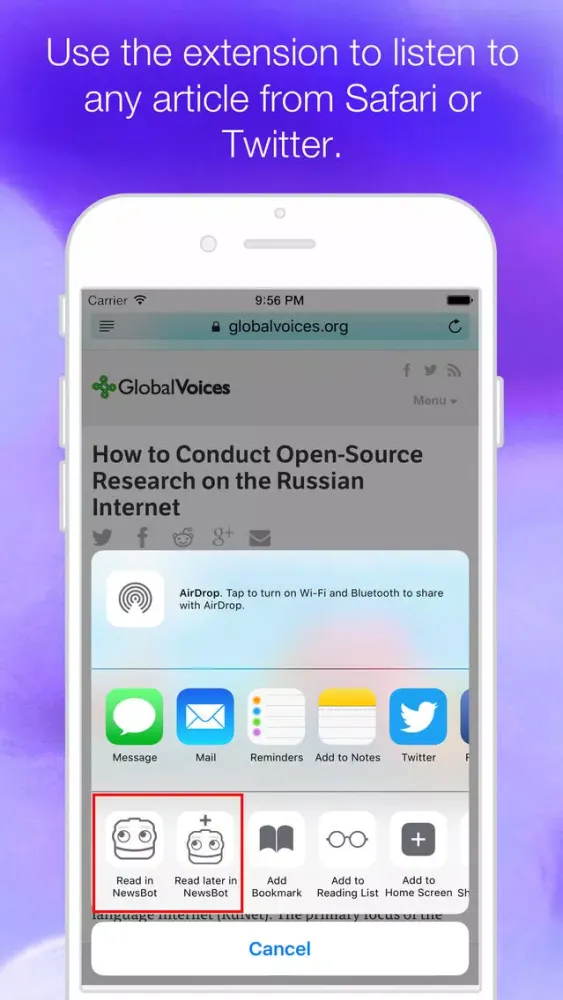 NewsBot - Listen to Your News Articles Handsfree like Podcasts स्क्रीनशॉट