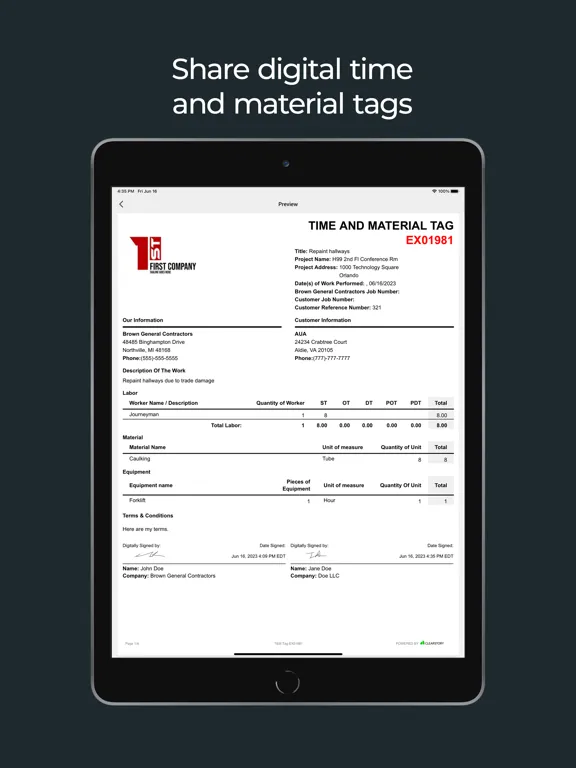 Capturas de pantalla de Clearstory: Paperless T&M iPad 
