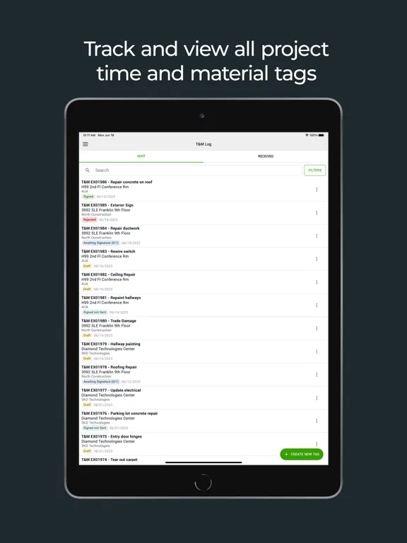 Capturas de pantalla de Clearstory: Paperless T&M iPad 