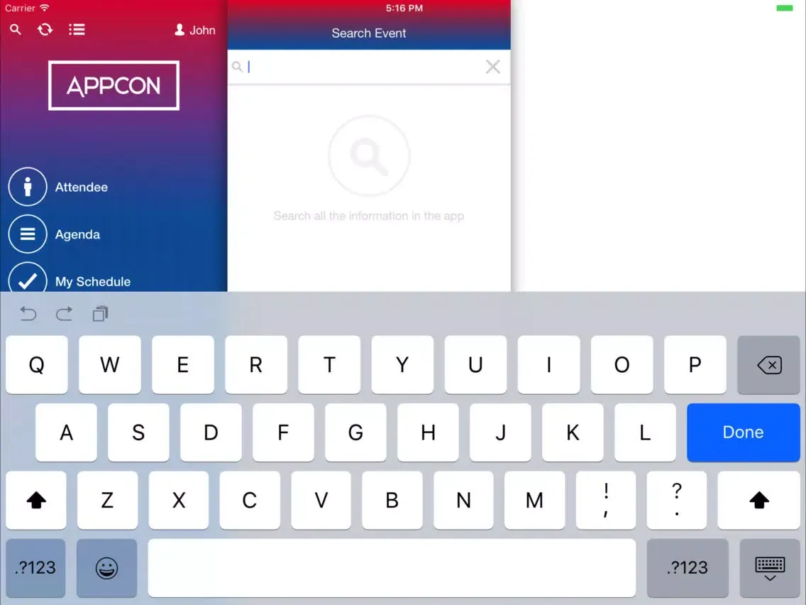 Capturas de tela do AppCon 2017 iPad 