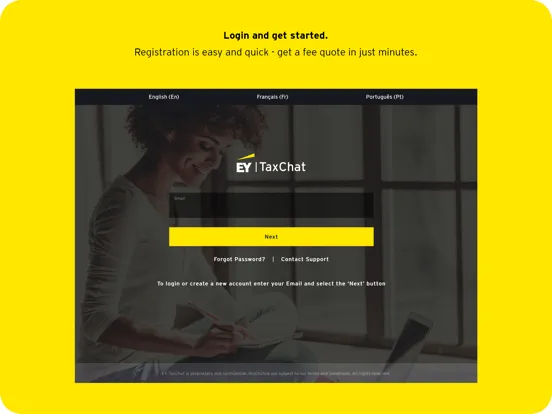 Tangkapan layar EY TaxChat iPad 