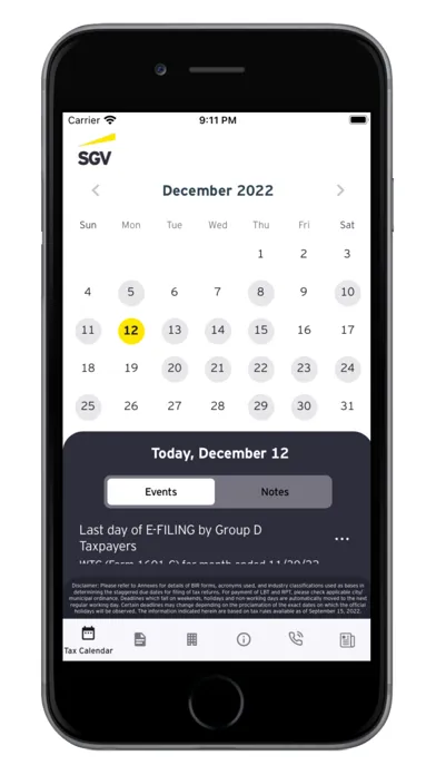 SGV Tax Calendar سکرین شاٹس