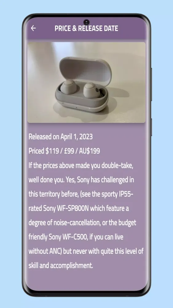 Capturas de pantalla de Sony WF-C700N Guide