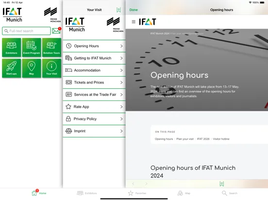 Tangkapan layar IFAT Munich 2024 iPad 