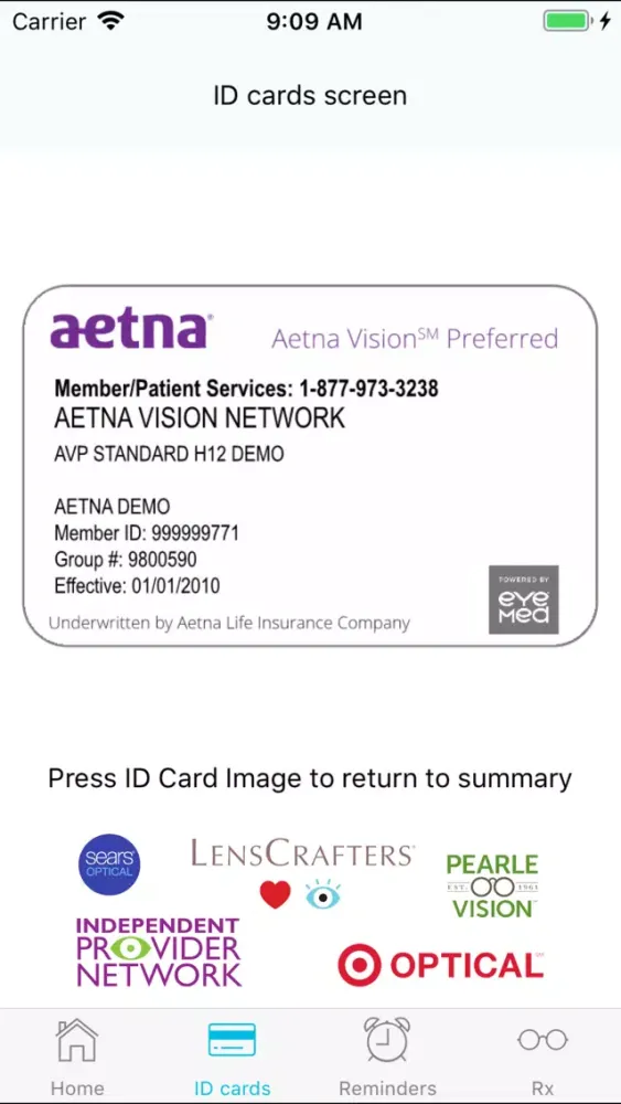 ภาพหน้าจอของ Aetna Vision Preferred℠