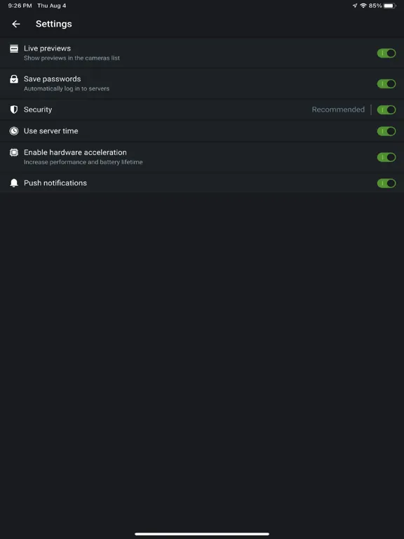 Скриншоты EyeQ Cloud VMS iPad 