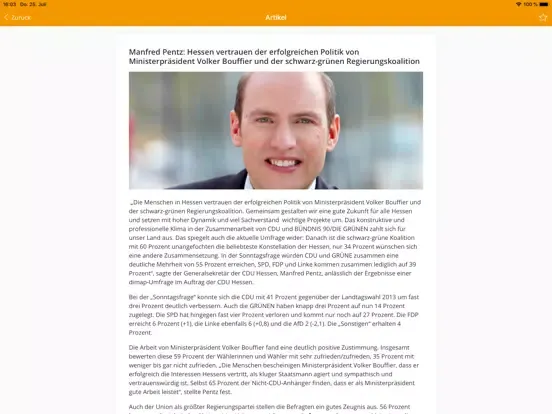 Tangkapan layar CDU intern iPad 