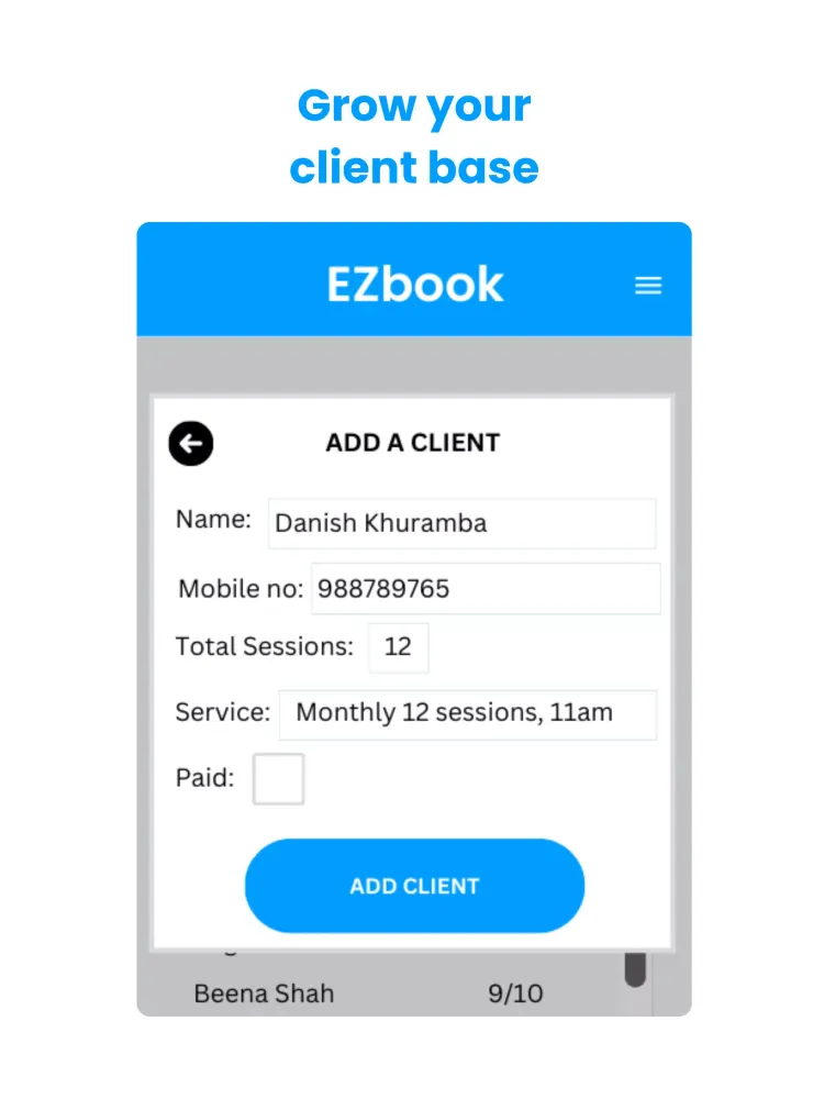 Tangkapan layar EZbook Fitness, Life Coach App