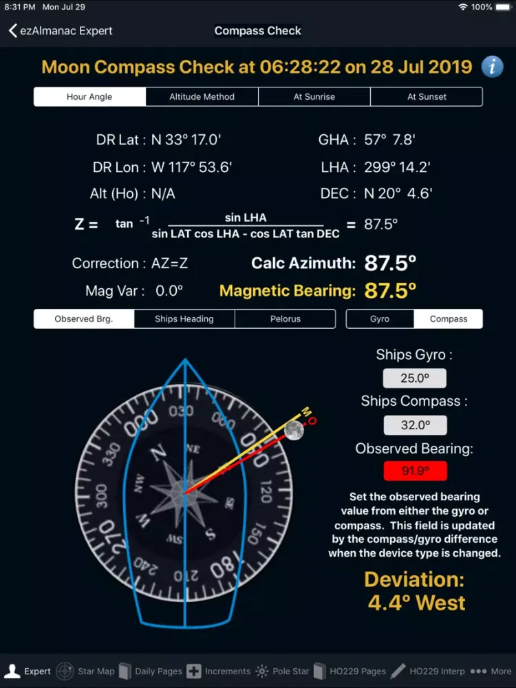 Скриншоты ezAlmanac Celestial Navigation iPad 