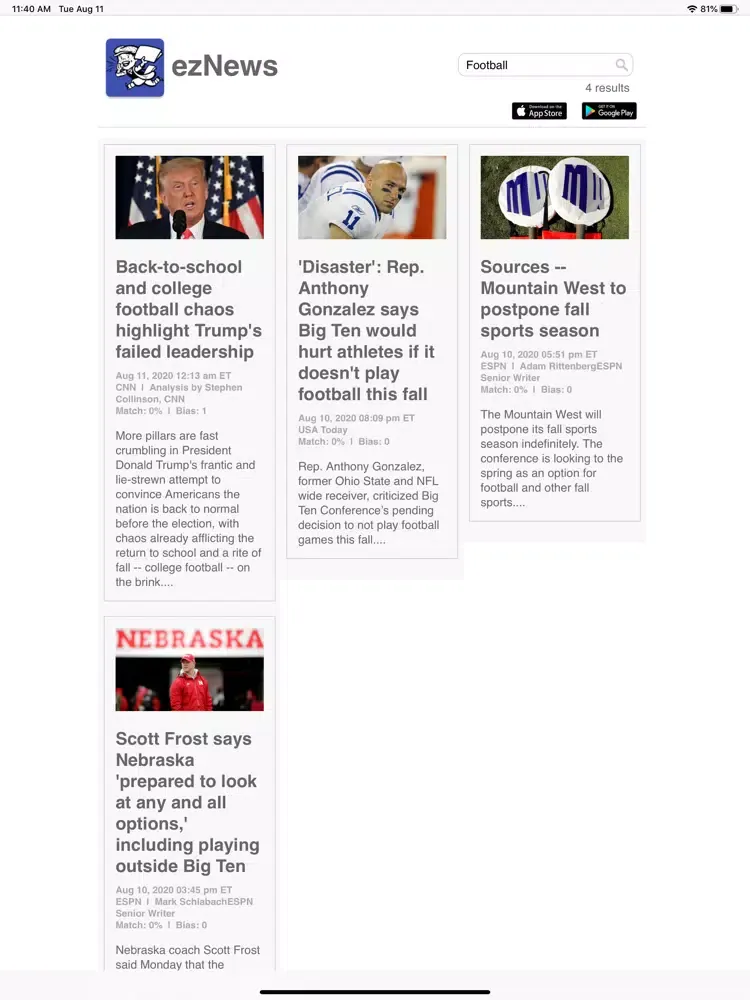 ภาพหน้าจอของ ezNews iPad 