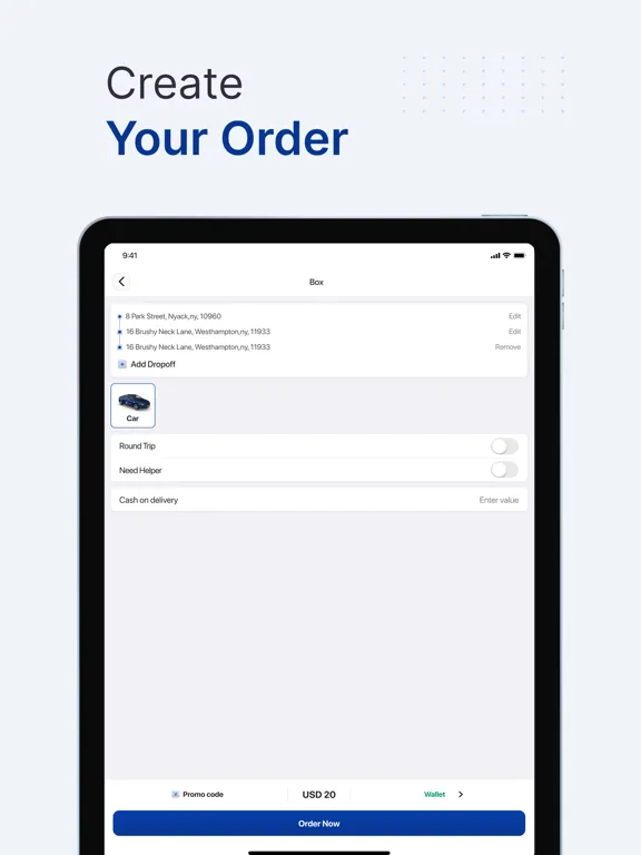 Tangkapan layar EzDelivery Customer iPad 