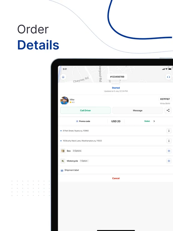 Tangkapan layar EzDelivery Customer iPad 