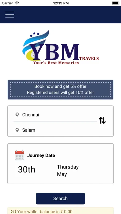 Capturas de tela do YBM Travels
