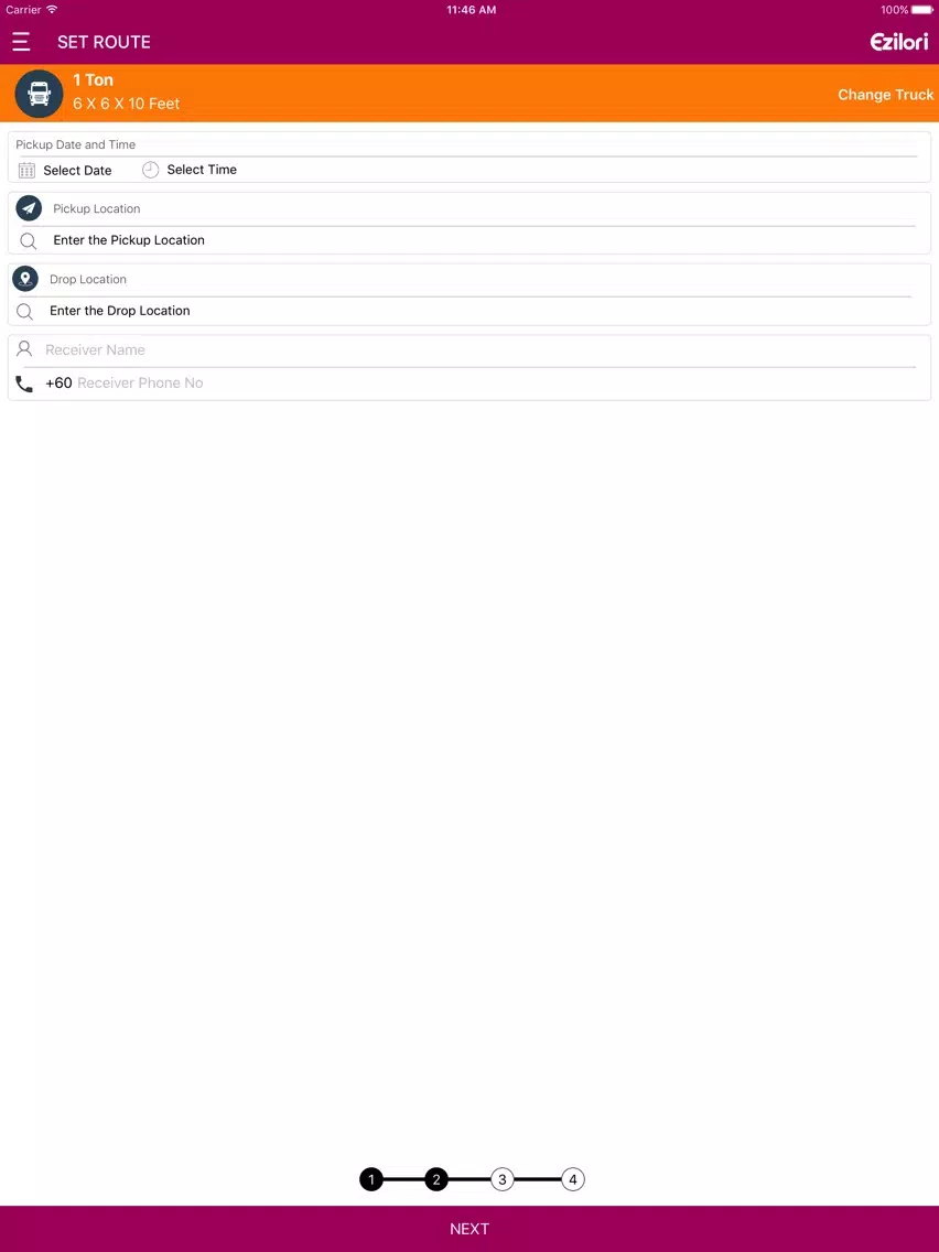 Tangkapan layar EZILORI DELIVERY APP iPad 