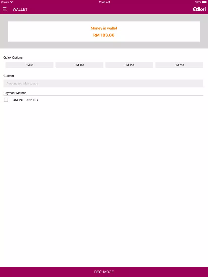 Tangkapan layar EZILORI DELIVERY APP iPad 
