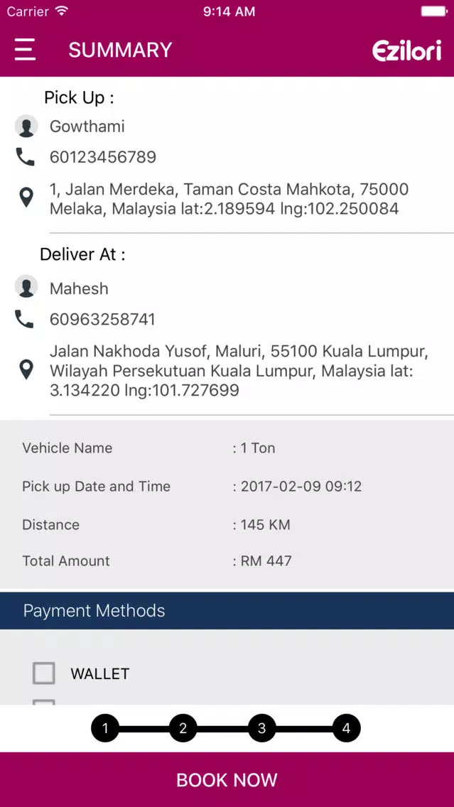 Tangkapan layar EZILORI DELIVERY APP