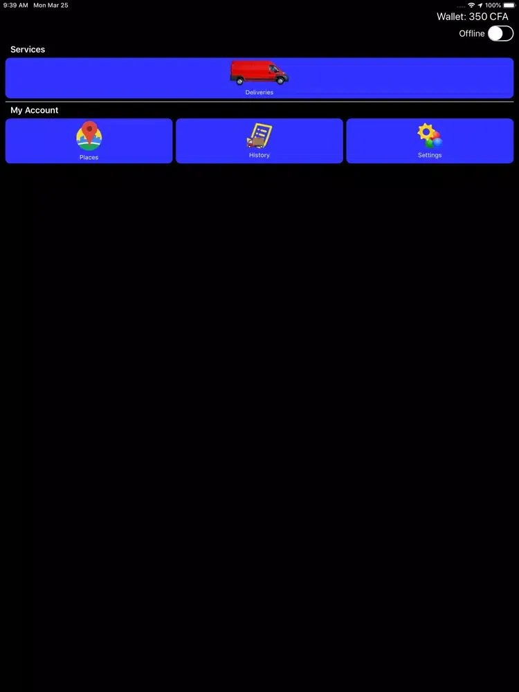 Tangkapan layar ezLife Driver iPad 