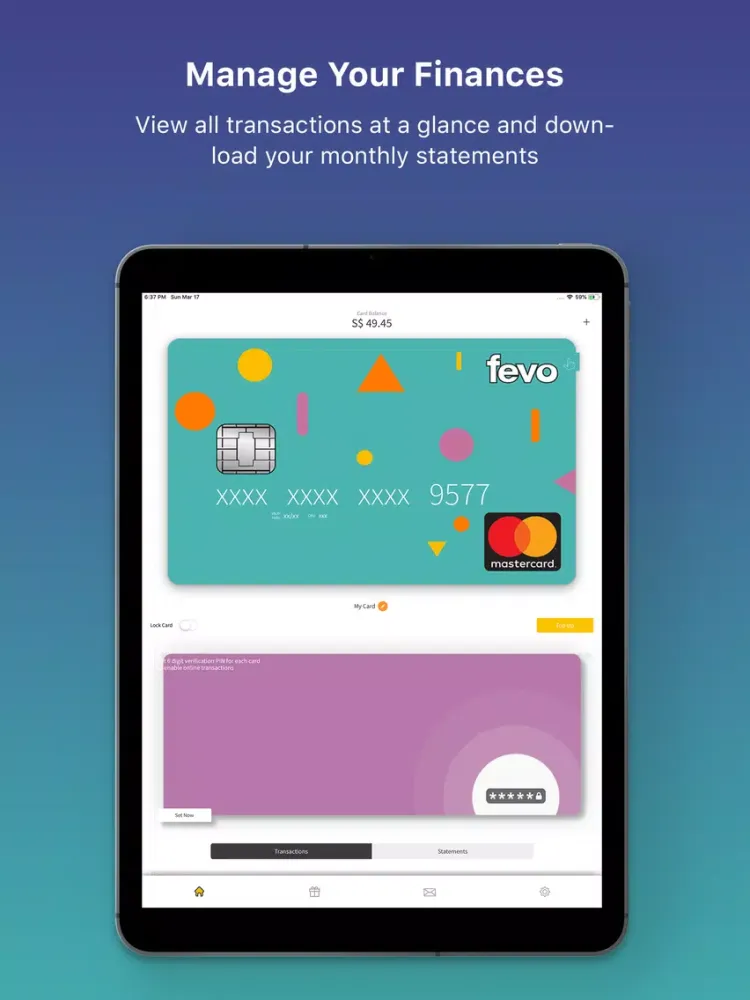 FEVO Prepaid Mastercard® iPad  Ekran Görüntüleri