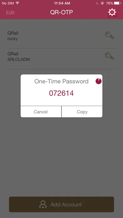 Ảnh chụp màn hình của QRail QR-OTP