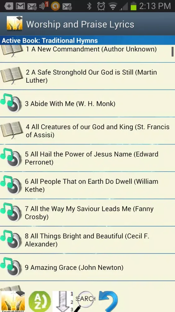 Worship and Praise Lyrics Screenshots